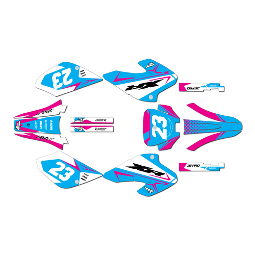 honda xr80 graphics kit 2001-2003 evader series cyan