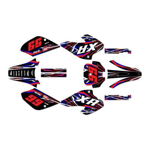 honda xr80 graphics kit 2001-2003 prime series red-blue