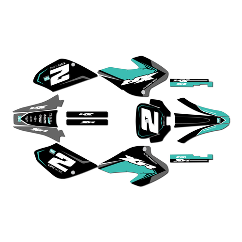 honda xr100 graphics kit 2001-2003 lightning series teal