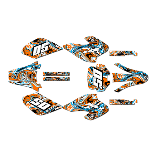 honda xr80 graphics kit 2001-2003 snagged series orange