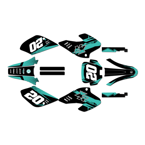 honda xr100 graphics kit 2001-2003 spear series teal