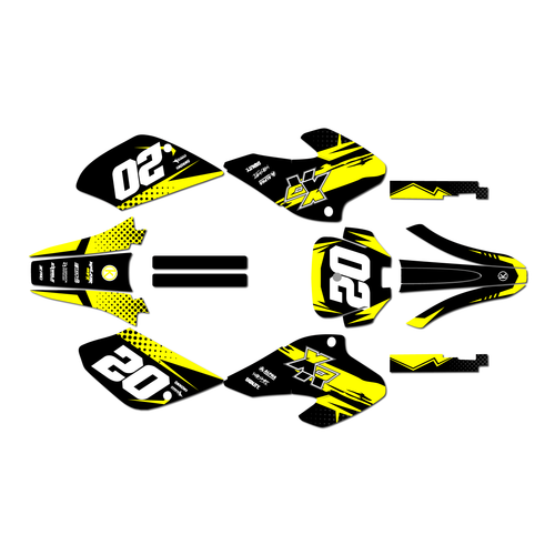 honda xr100 graphics kit 2001-2003 spear series yellow
