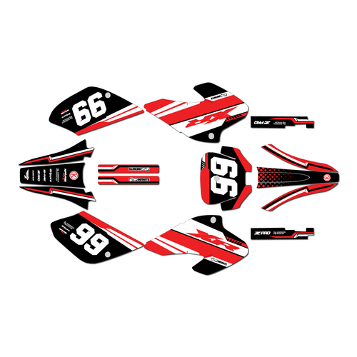 honda xr80 xr100 graphics kit 2001-2003 viper series red