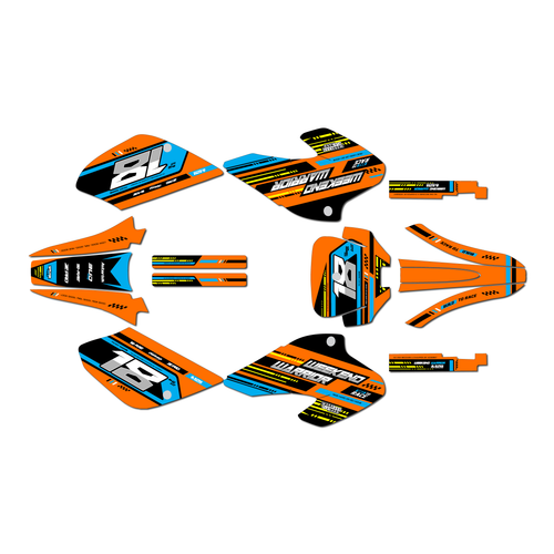 honda xr80 graphics kit 2001-2003 warrior series orange