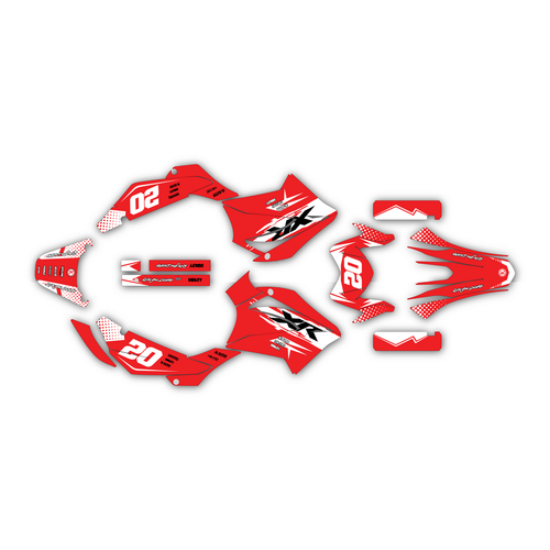 honda xr150l graphics kit all years spear series red-white