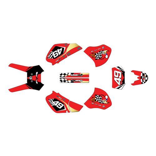 honda xr250 graphics kit 1996-2004 pecker series red