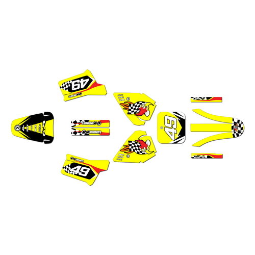 honda xr200r graphics kit 1984-2002 pecker series yellow