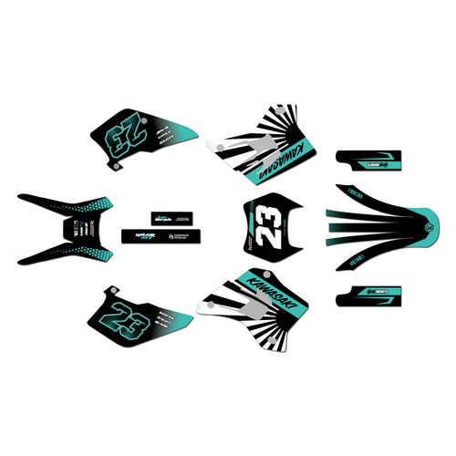 kawasaki kdx220 graphics kit 1995-2008 fh series teal