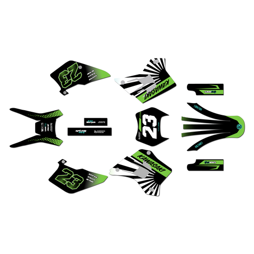 kawasaki kdx220 graphics kit 1995-2008 fh series green