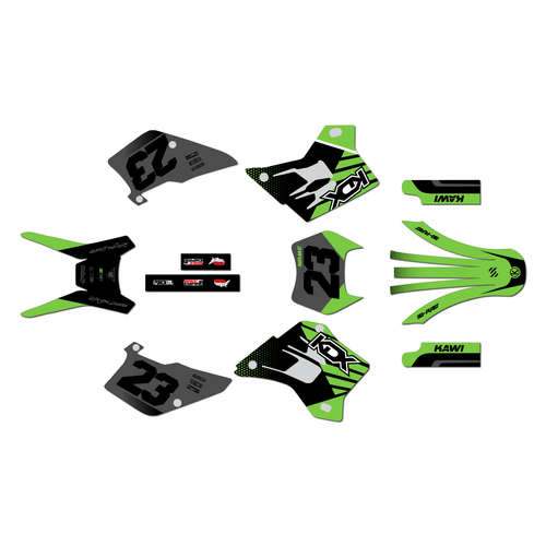 kawasaki kdx220 graphics kit 1995-2008 oem series green
