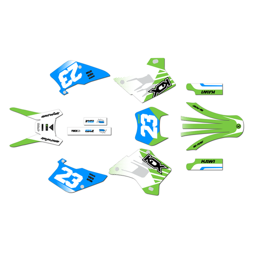 kawasaki kdx220 graphics kit 1995-2008 oem series cyan