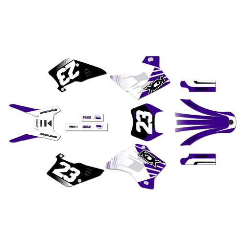 kawasaki kdx200 graphics kit 1995-2008 oem series purple