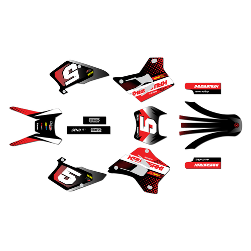 kawasaki kdx220 graphics kit 1995-2008 turbo series red