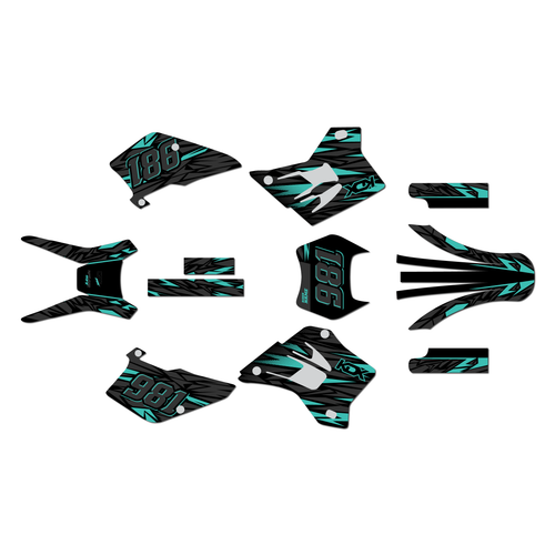 kawasaki kdx220 graphics kit 1995-2008 twitch series teal