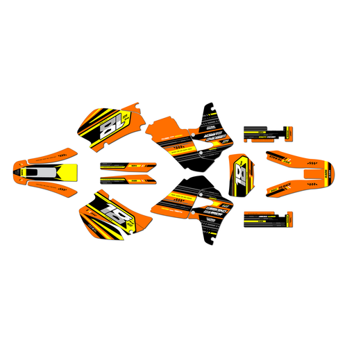 honda xr650r graphics kit 2000-2009 warrior series orange