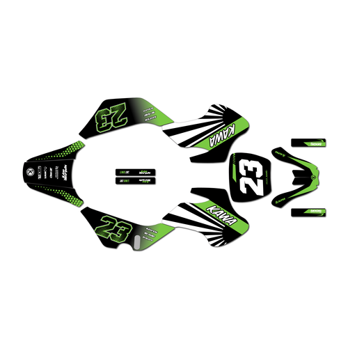 kawasaki kdx50 graphics kit all years fh series green