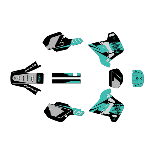 kawasaki kdx200 graphics kit 1991-1994 legend series teal
