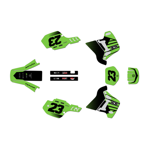 kawasaki kdx200 graphics kit 1991-1994 oem series green-shift