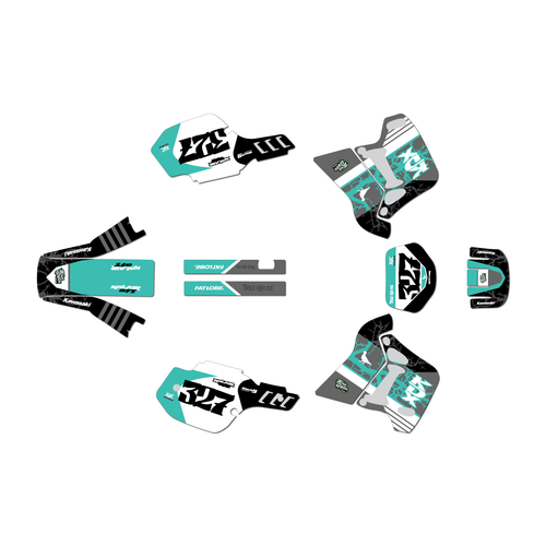 kawasaki kdx200 graphics kit 1991-1994 rail series teal