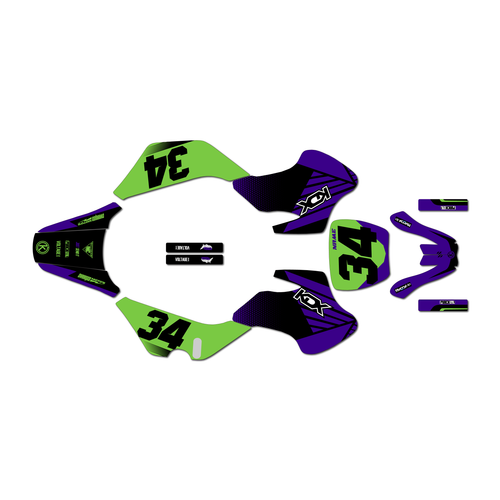 kawasaki kdx50 graphics kit all years oem series purple