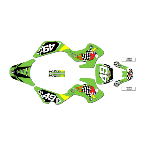 kawasaki kdx50 graphics kit all years pecker series green