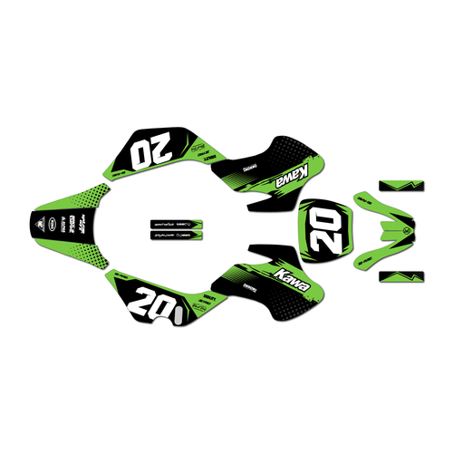 kawasaki kdx50 graphics kit all years spear series green