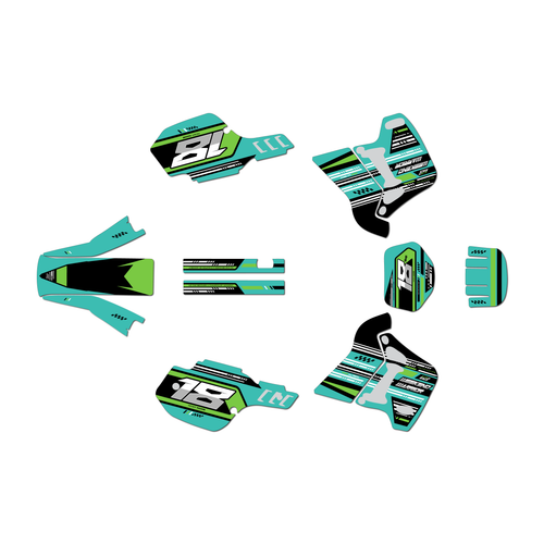 kawasaki kdx200 graphics kit 1991-1994 warrior series teal