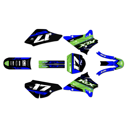 kawasaki klx125 graphics kit 2003-2007 axis series blue