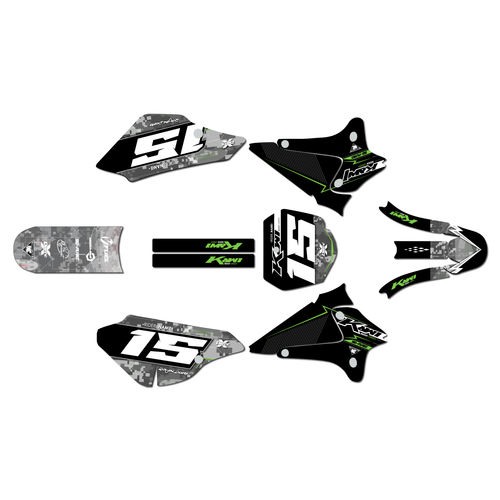 kawasaki klx125 graphics kit 2003-2007 cyberware series green