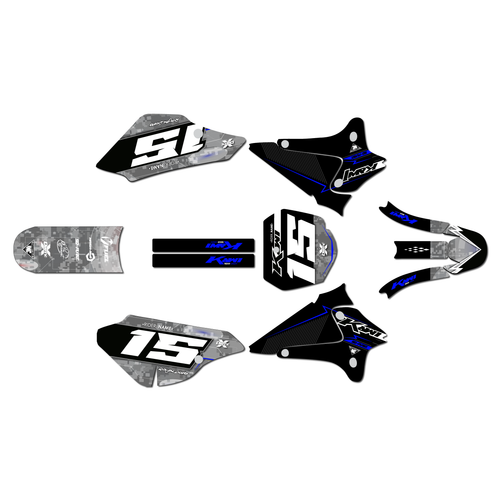 kawasaki klx125 graphics kit 2003-2007 cyberware series blue