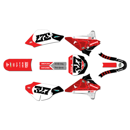 kawasaki klx125 graphics kit 2003-2007 rail series red