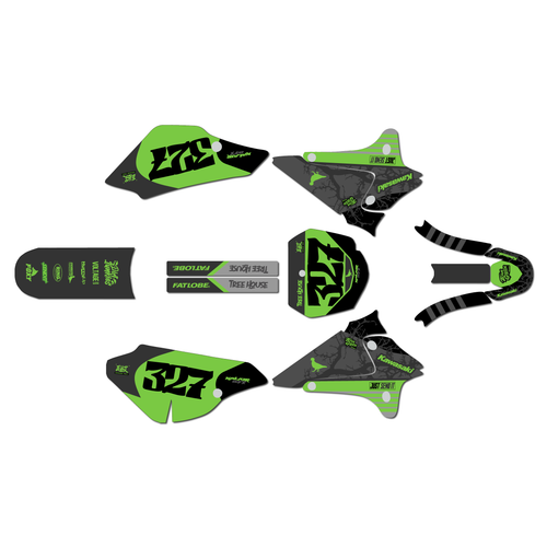 kawasaki klx125 graphics kit 2003-2007 rail series green-shift