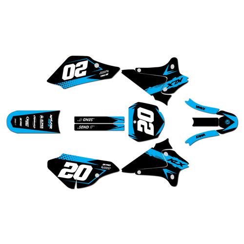 kawasaki klx125 graphics kit 2003-2007 spear series cyan