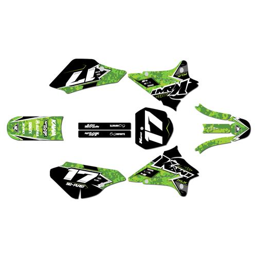 kawasaki klx125 graphics kit 2003-2007 warfare series green
