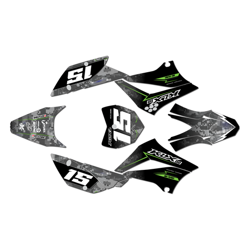 kawasaki klx110 graphics kit 2010-2026 cyberware series green