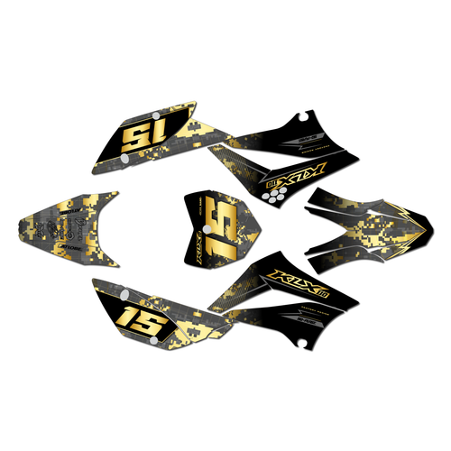 kawasaki klx110 graphics kit 2010-2026 cyberware series gold
