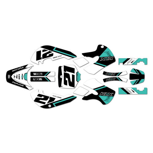 kawasaki klx110 graphics kit 2002-2009 enigma series teal