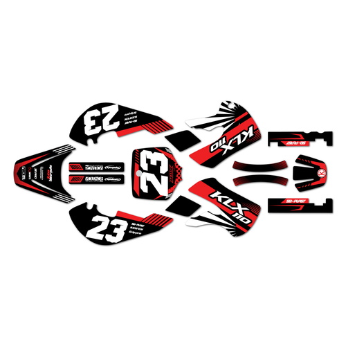 kawasaki klx110 graphics kit 2002-2009 fh series red