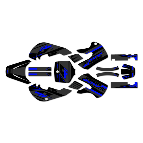 kawasaki klx110 graphics kit 2002-2009 fresh series blue-shift