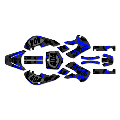 kawasaki klx110 graphics kit 2002-2009 invasion series blue-shift