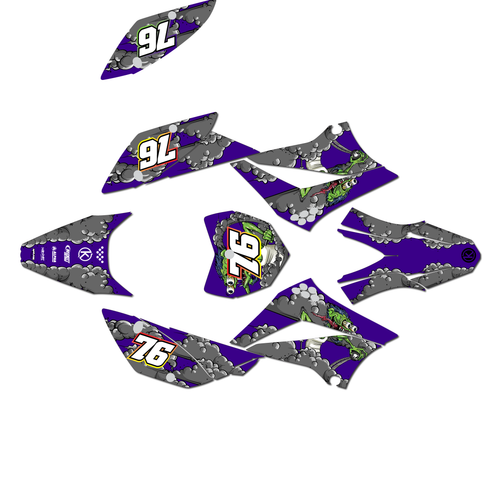 kawasaki klx110 graphics kit 2010-2026 lunatic series purple