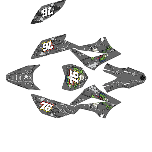 kawasaki klx110 graphics kit 2010-2026 lunatic series grey