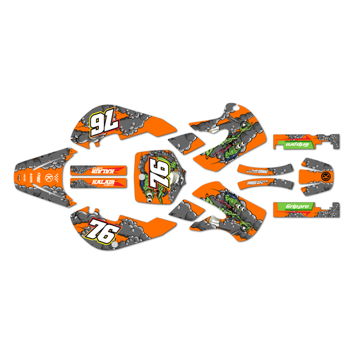 kawasaki klx110 graphics kit 2002-2009 lunatic series orange