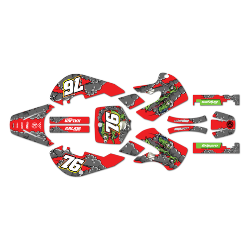 kawasaki klx110 graphics kit 2002-2009 lunatic series red