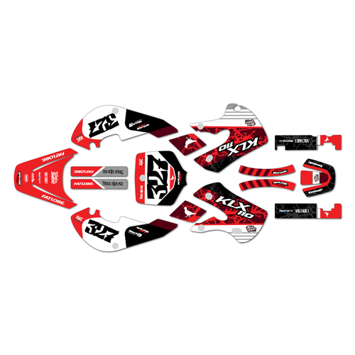 kawasaki klx110 graphics kit 2002-2009 rail series red
