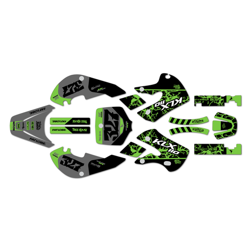 kawasaki klx110 graphics kit 2002-2009 rail series green-shift
