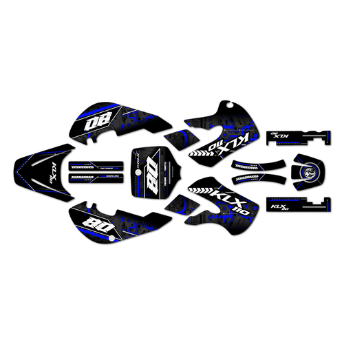 kawasaki klx110 graphics kit 2002-2009 rift series blue