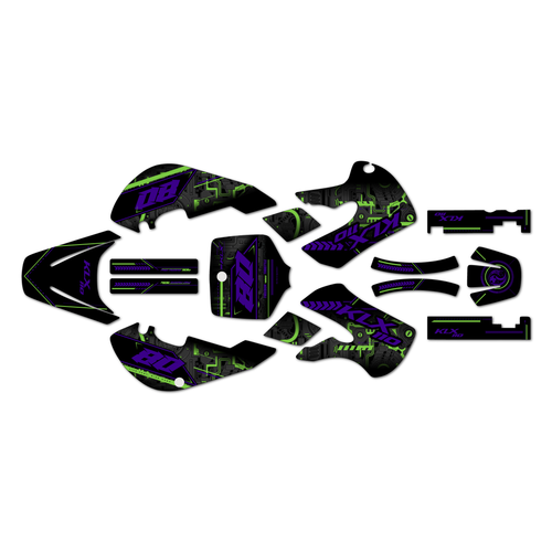 kawasaki klx110 graphics kit 2002-2009 rift series purple