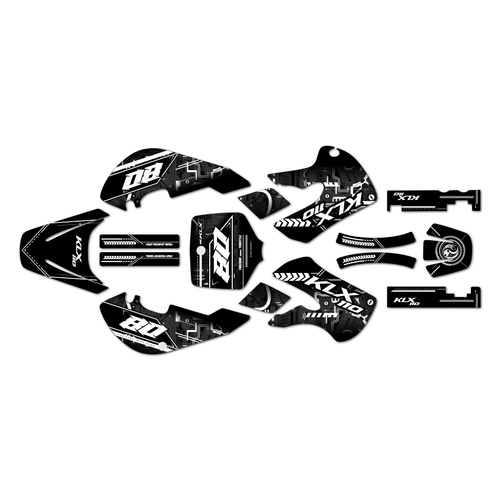 kawasaki klx110 graphics kit 2002-2009 rift series white