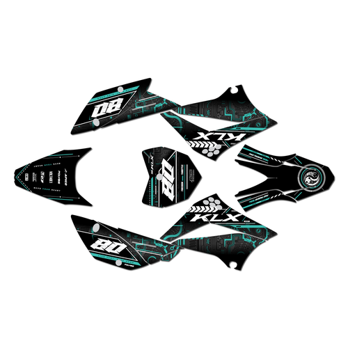kawasaki klx110 graphics kit 2010-2026 rift series teal
